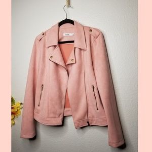 Faux Suede Pink Moto Jacket